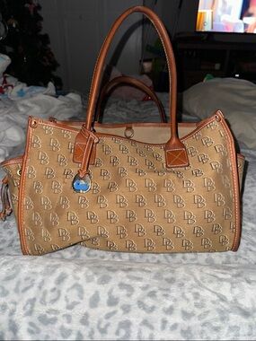Dooney & Bourke Monogram Satchel Bag in Tan/Brown